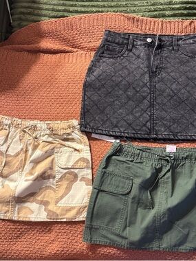 Black Quilted Denim Mini Skirt 3 Skirts